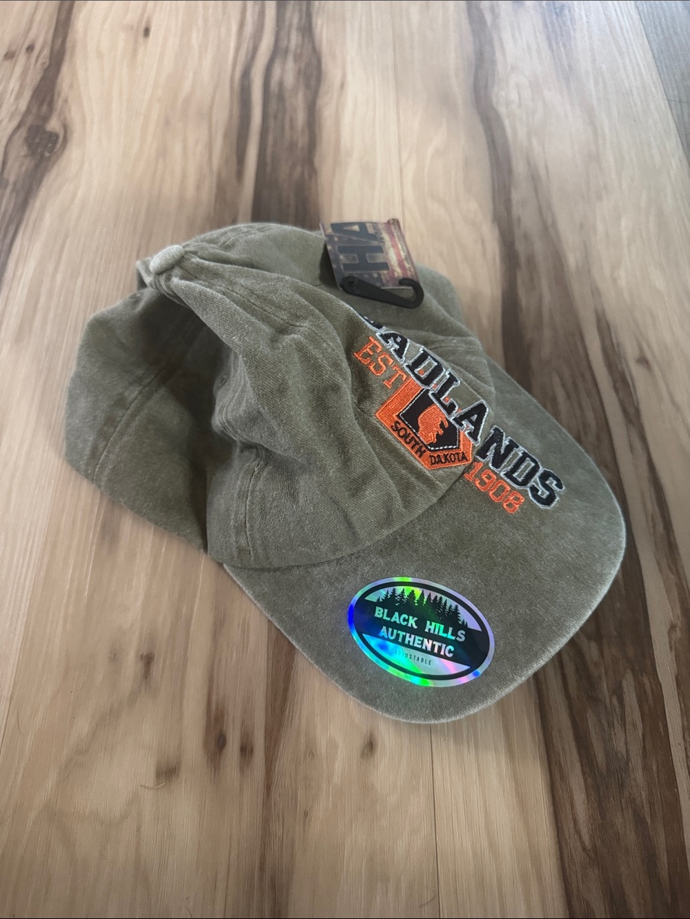 Badlands Olive Baseball Cap with Orange Embroidery
